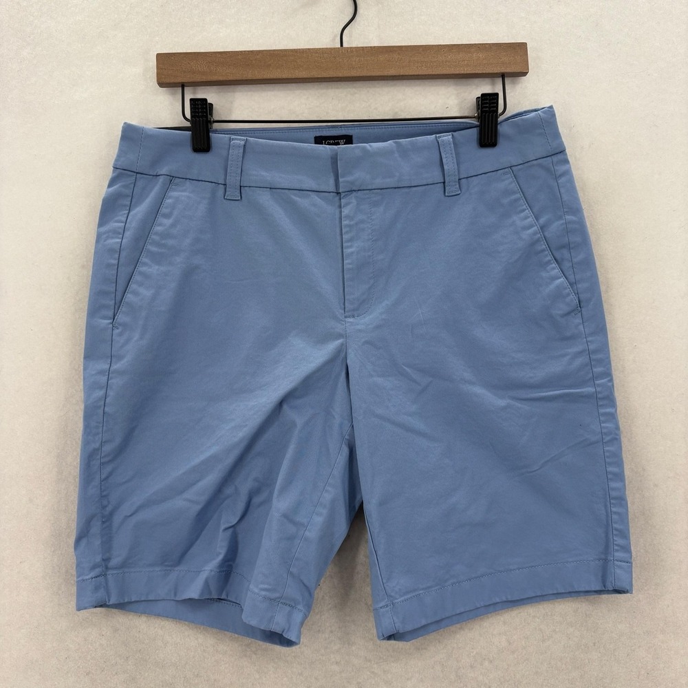 J.Crew 9" Frankie Bermuda Chino Shorts Womens 8 Blue Twill Stretch Preppy Preppy